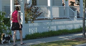 Woman Walking Dog