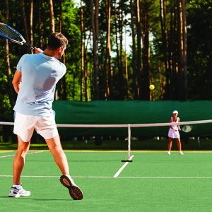 playing tennis