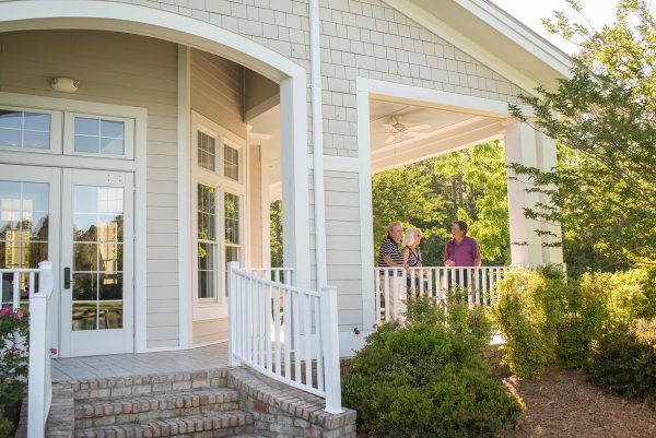 Standing on porch